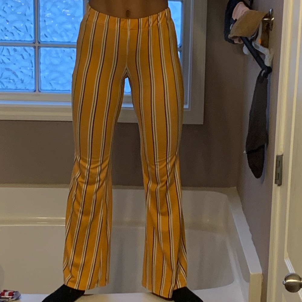 Orange Striped Yoga Pants